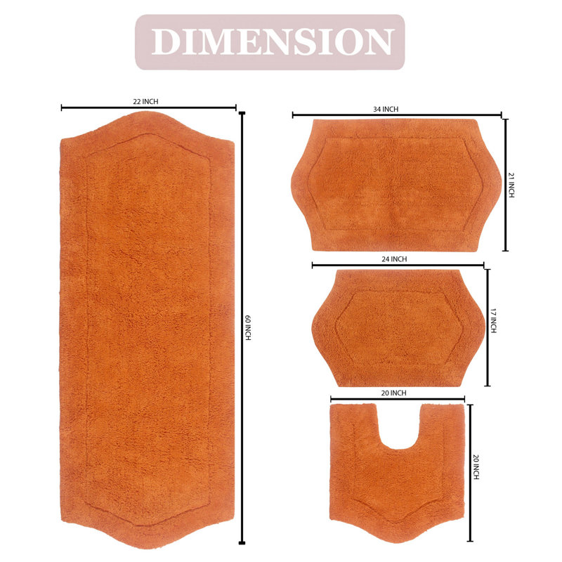 Ensemble de tapis pour salle de bain 4 pièces Morissette, Terre cuite