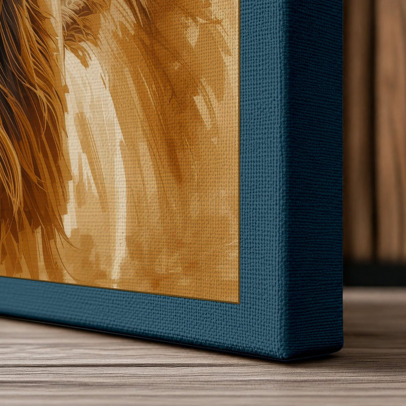 Camel Study Boho - Wrapped Canvas, 18x12 - 45.7 x 30.5 cm, Teal Border