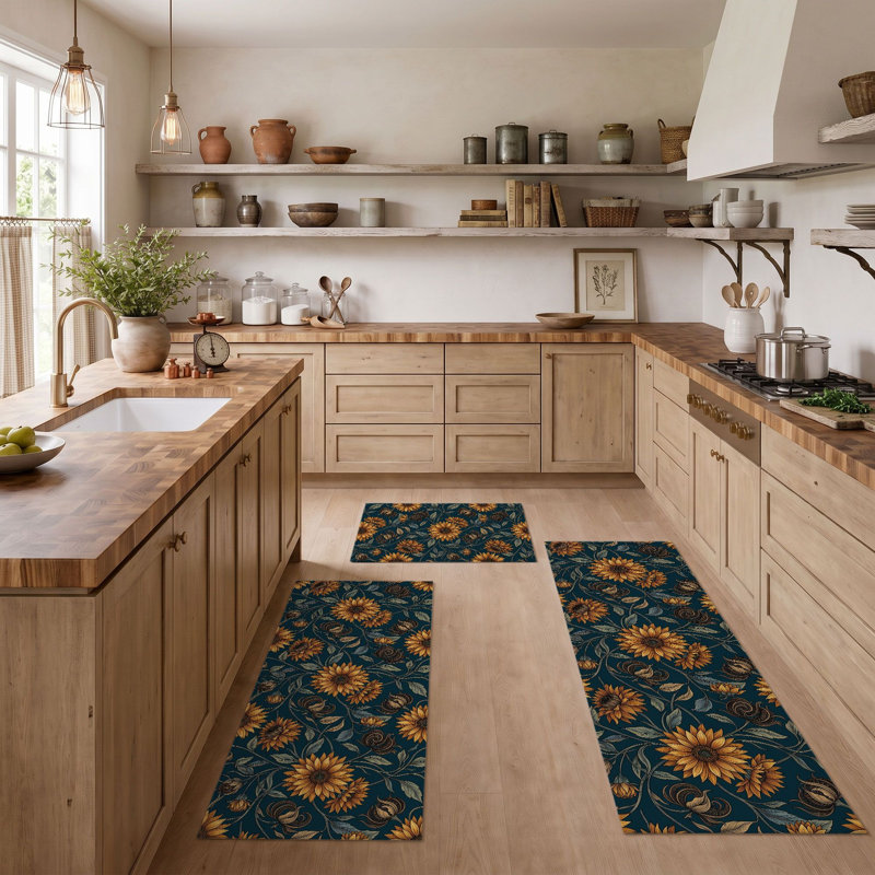 Tapis de cuisine tournesol antidérapant lavable