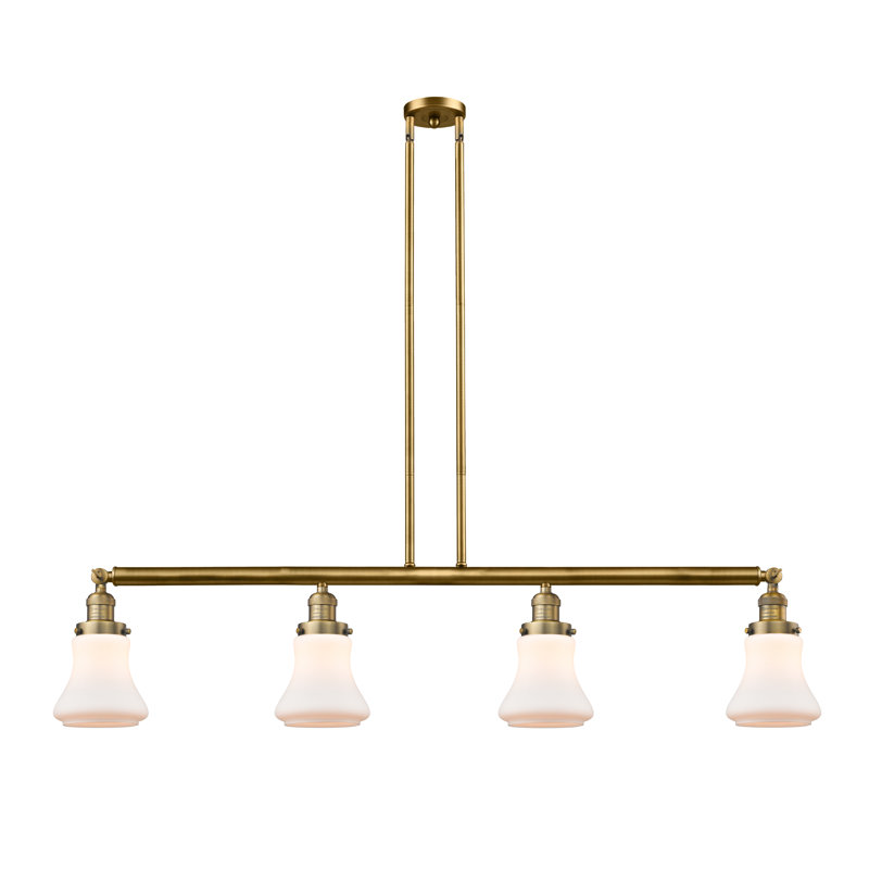Leibowitz 4 - Light Kitchen Island Pendant, Matte White, Brushed Satin Nickel