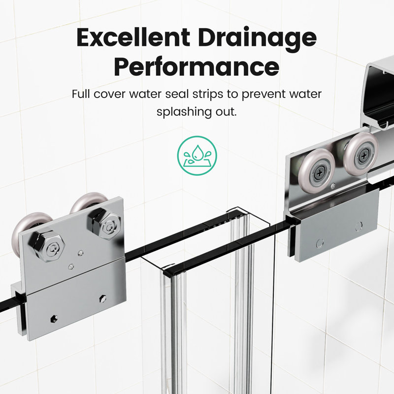 60" Chrome Semi-Frameless Sliding Shower Door with Clear Glass