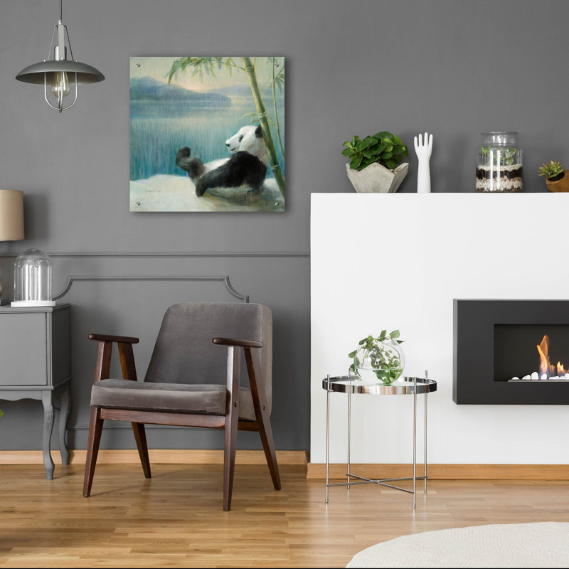  «Resting In Bamboo» par Danhui Nai, art mural en verre acrylique, 24 po x 24 po, H 24 po x l 24 po x P 0,2 po