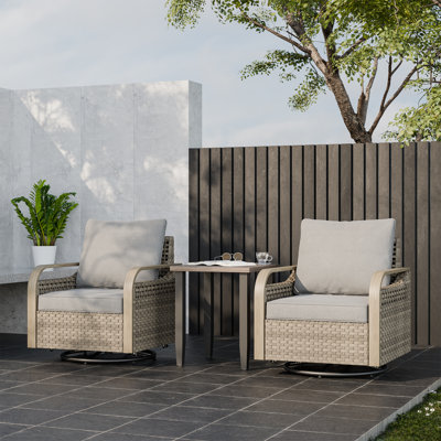 Ensemble de conversation d'extérieur pour 2 personnes avec coussins, ensemble de chaises de patio pivotantes en osier