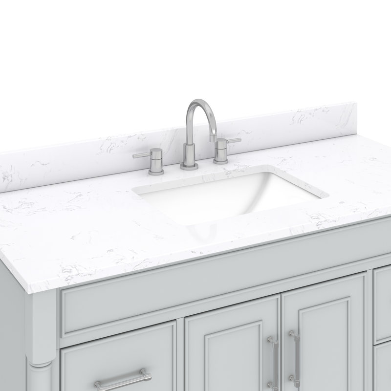 Light Gray 49'' Single Bathroom Vanity with Engineered Stone Top