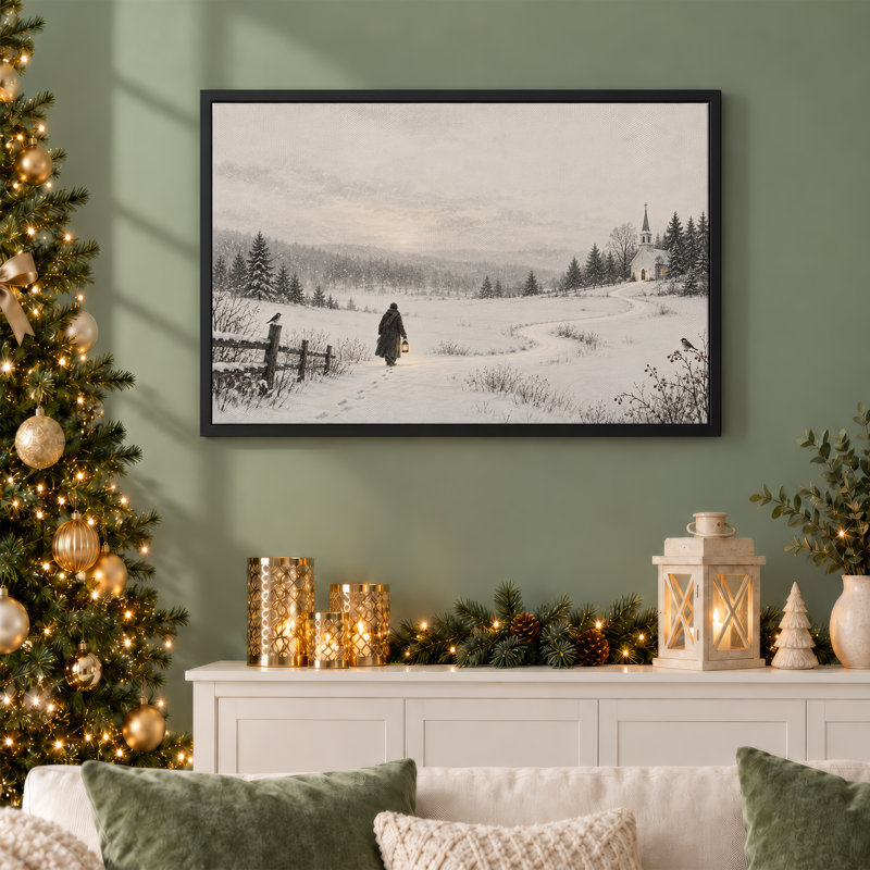 "Personne qui marche avec une lanterne", H 12 po x l 18 po