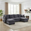 Canapé modulaire 112 po avec méridienne réversible et pouf de 112 po, tissu chenille résistant aux chats, 2 coussins-116650388