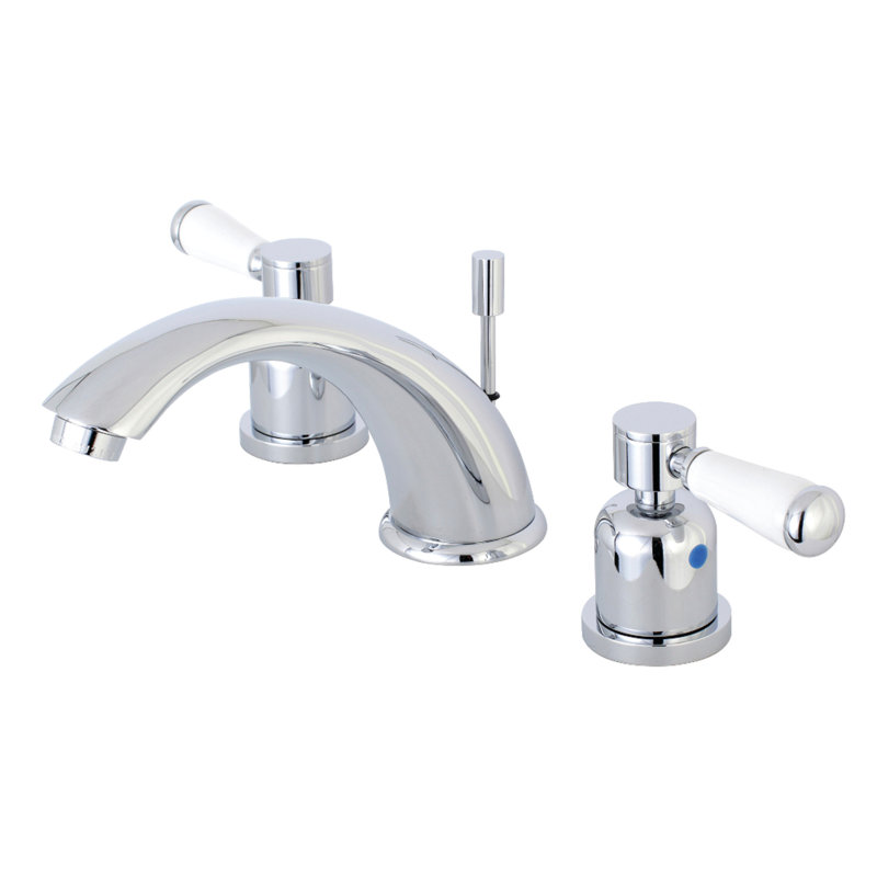 Kingston Brass Paris Two-Handle 3-Hole Deck Mount Widespread Bathroom Faucet with Retail Pop-Up Drain, Polished Chrome