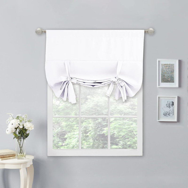 NICETOWN Blackout Thermal Insulated Short Curtain Tie Up Shade for Small Window, Window Valance Balloon Roman Blind (Rod Pocket 1 Panel)