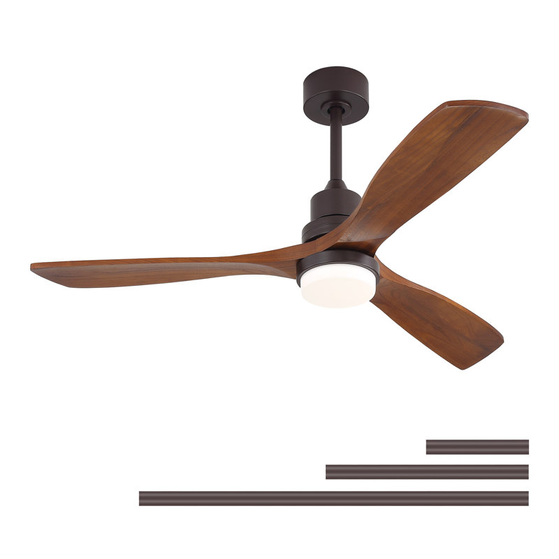 Ventilateur de plafond de 52 pouces avec lumière DEL - 3 températures de couleur réglables, fonction de mémoire, moteur à courant continu réversible, pour le salon et la chambre à coucher