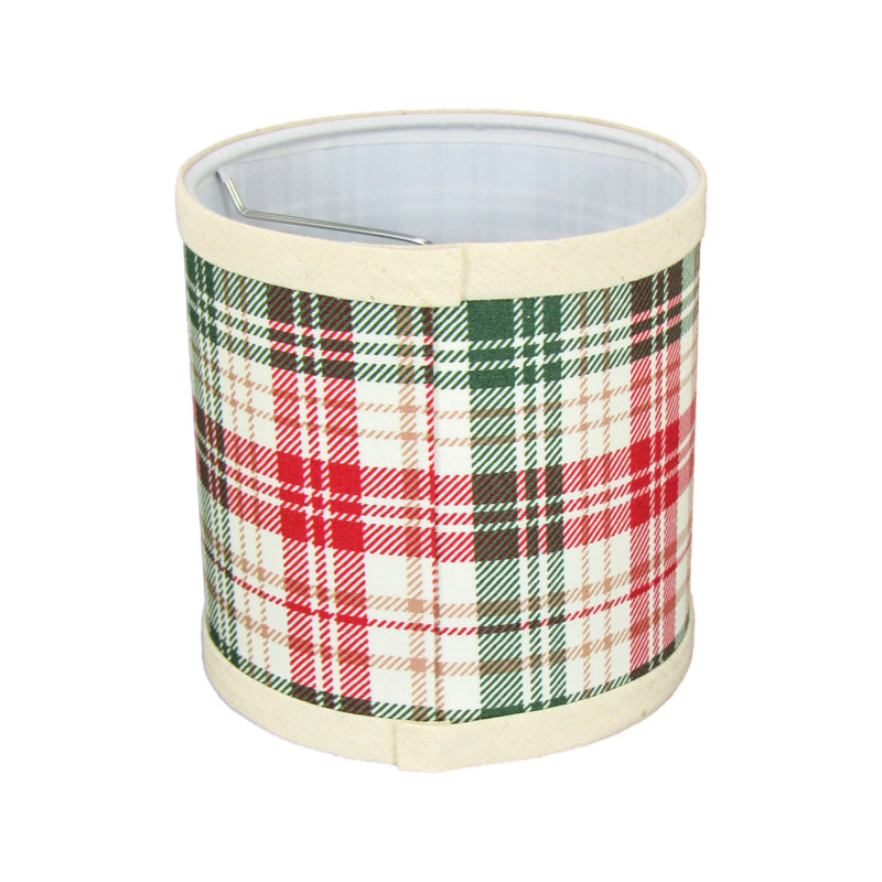 Abat-jour de bougie 5 po en tartan crème rouge et vert