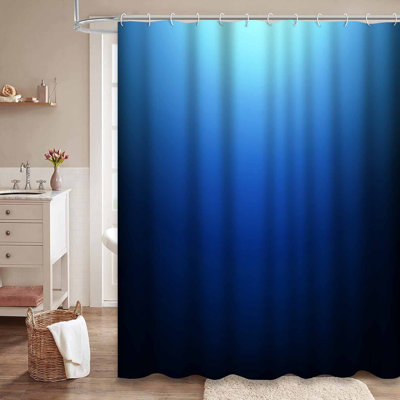 Abstract Light File Dark Navy Blue Shower Curtain with 12 Hooks