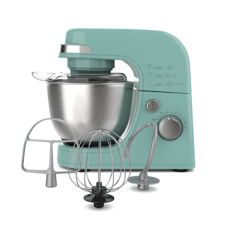 Hamilton Beach® 7-Speed 4-Quart Electric Stand Mixer with Splash Guard, Dough Hook, Flat Beater, and Whisk Attachments, Blue