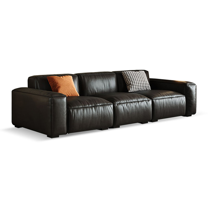 Canapé modulaire 110,24 po en cuir véritable noir