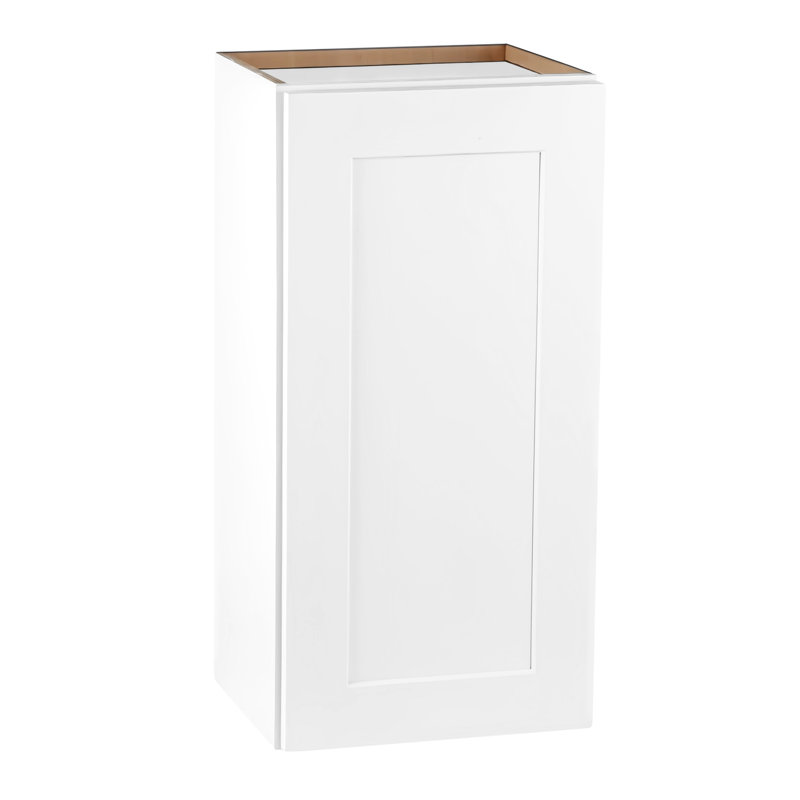 Armoire murale blanche en bois massif avec tablettes réglables pour la cuisine, la salle de bain, le bureau - Finition laquée, système Easy Click (l 9 po x P 12 po x H 42 po)