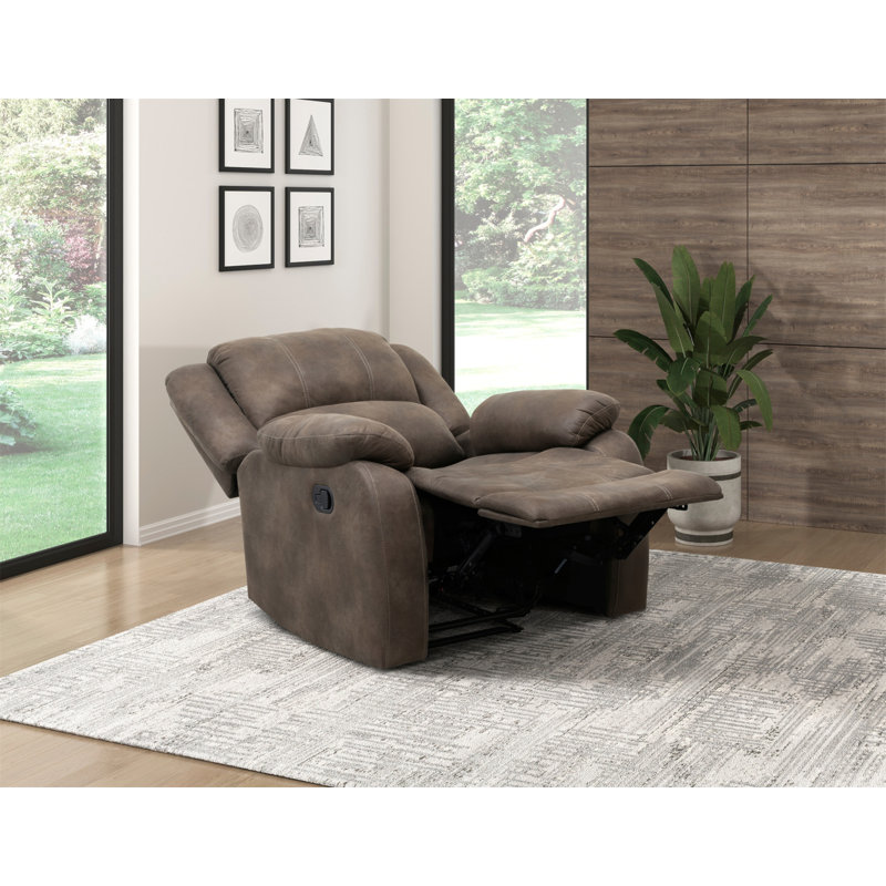 Fauteuil inclinable moderne avec accoudoirs en microfibre polie brune