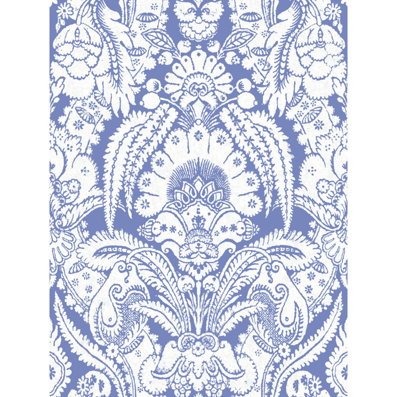 Albemarle Chatterton Damask Wallpaper Roll, Blue/White
