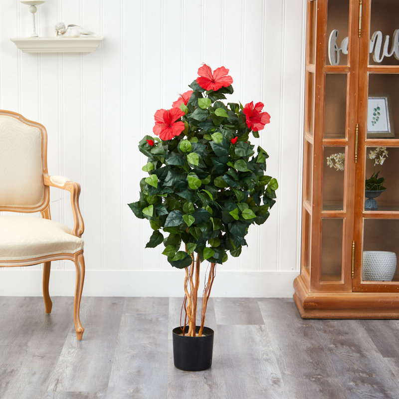 48'' Faux Hibiscus Tree in Pot
