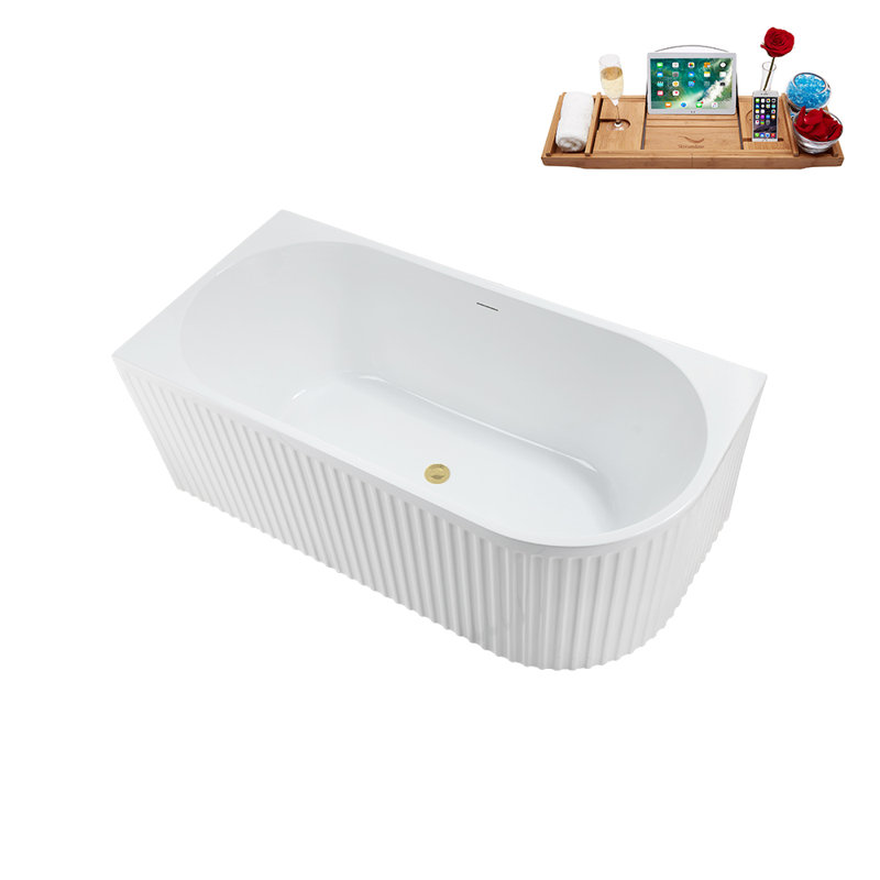 59.1'' x 28.3'' Soaking Acrylic Bathtub, Polished Brass