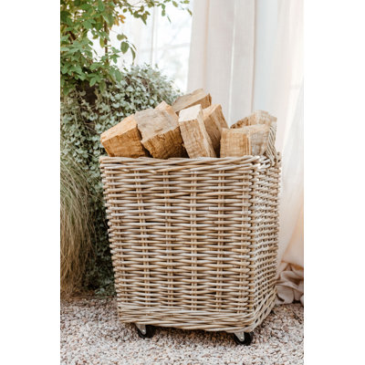 Rattan Basket on Wheels