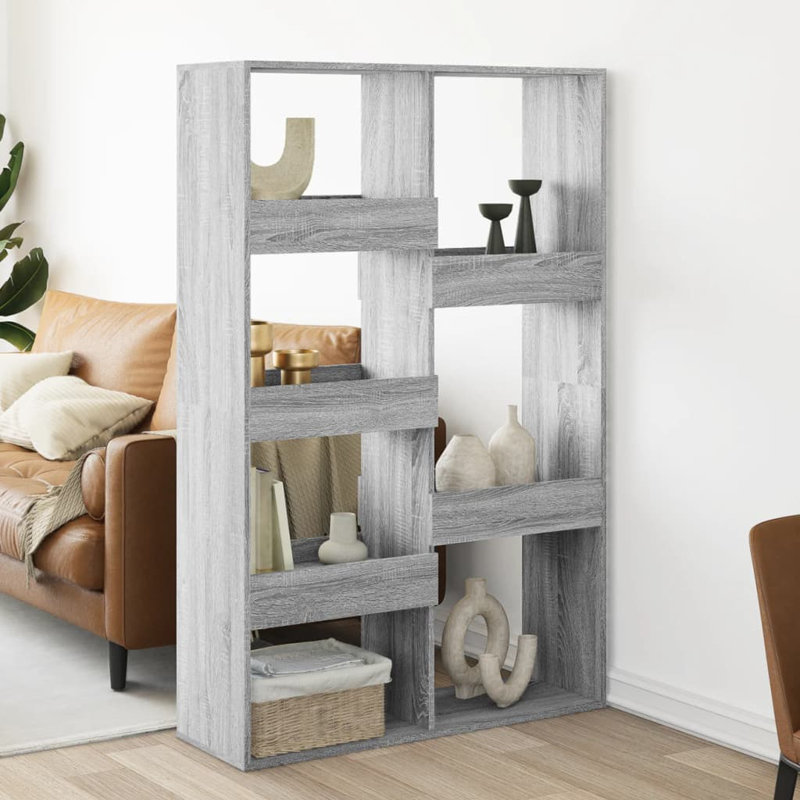 Amiliah 100cm W Bookcase, Grey/Sonoma, 155.5cm H x 100cm W x 33cm D