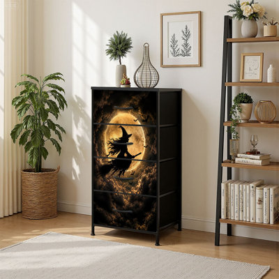 Commode à 4 tiroirs avec rangement vertical et sorcière