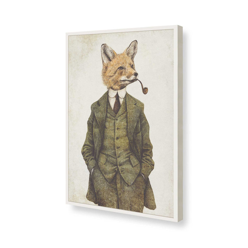 «The Fox» par Mike Koubou, reproduction d'art sur toile, H 16 po x l 12 po, Blanc