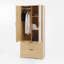 2 Door Wood Wardrobe with Hanging Rod, 2 Drawers, and Induction Light for Bedroom Storage and Organization