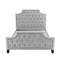 Lit double chic en gris - tissu de polyfibre et bois massif + ton composite enchanteur