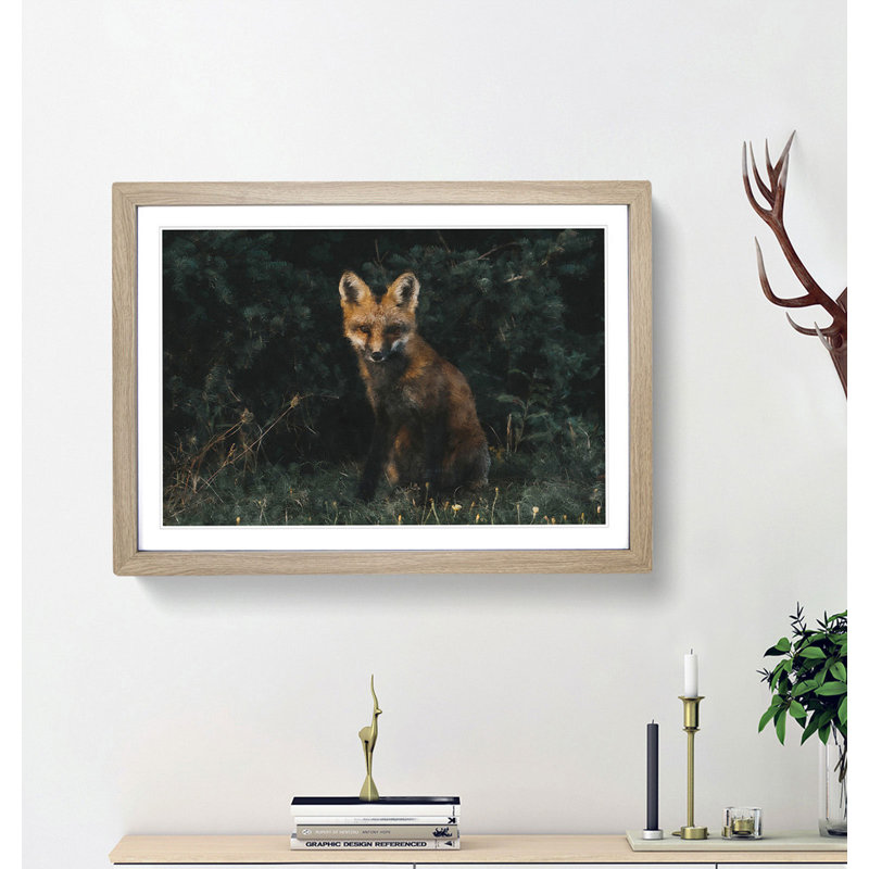 Portrait of a Fox - Framed Print, Oak Framed, 62cm H x 87cm W x 2cm D