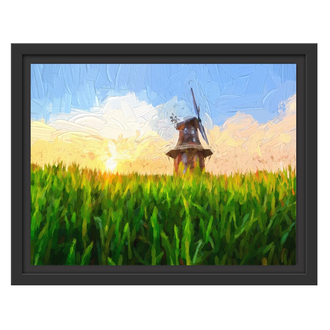 Gerahmtes Wandbild Windmühle auf dem Feld