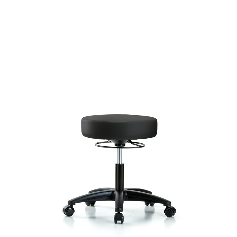 Tabouret de laboratoire réglable en hauteur Anissa, Noir, Patins