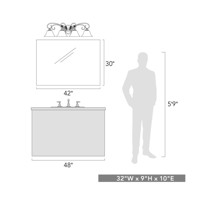 Éclairage pour meuble-lavabo à intensité variable Karcher, Étain, Verre transparent, Trois lumières