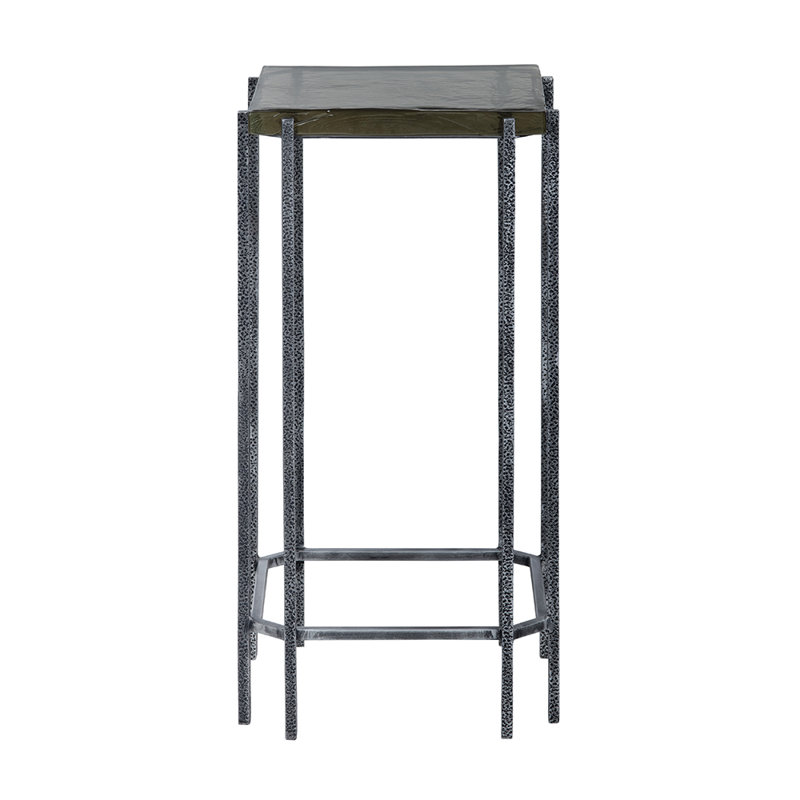 Table d'appoint carrée en verre gris