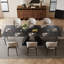 Table de salle à manger extensible 63 "à 94,5" pour 6 à 8 personnes, table de cuisine moderne en pierre frittée avec base piédestal, grande table de salle à manger extensible résistante à la chaleur