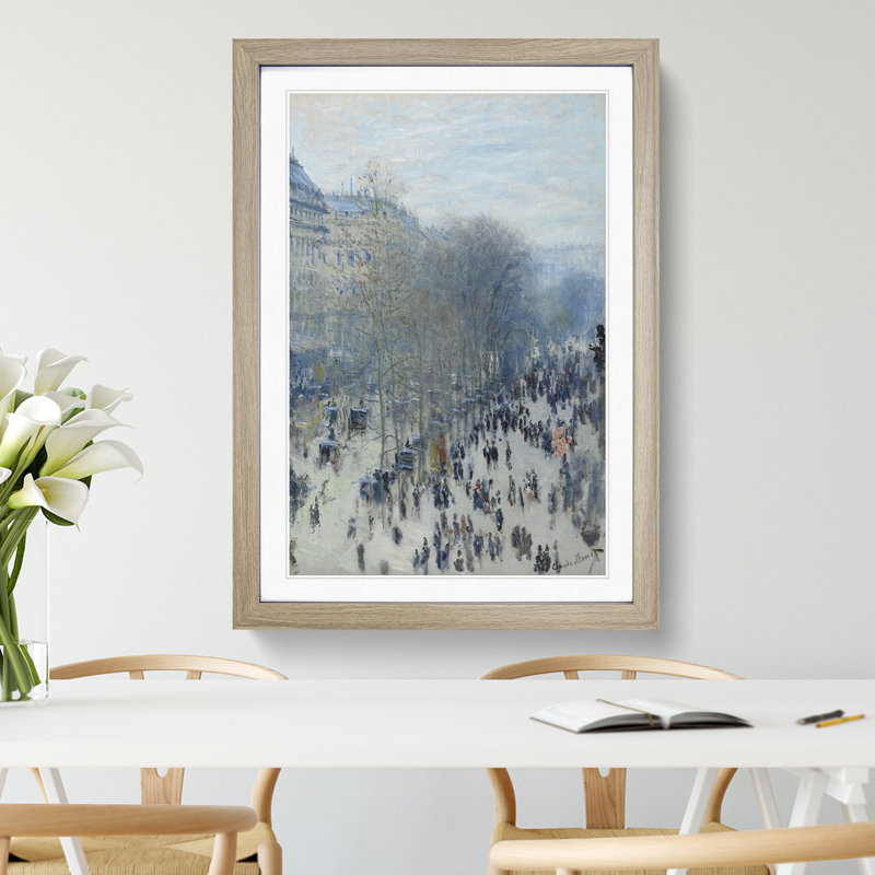 Boulevard Des Capucines by Claude Monet - Framed Print, Oak, 90cm H x 65cm W x 2cm D