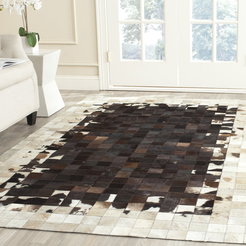 Tapis géométrique en cuir tissé à la main Fazeley Studio, Rectangle de 5 pi x 8 pi