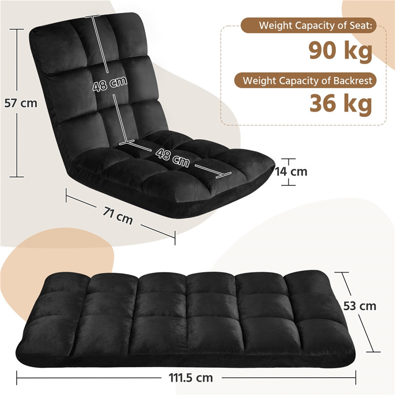 Yaheetech Reclining Ergonomic Floor Game Chair, Black