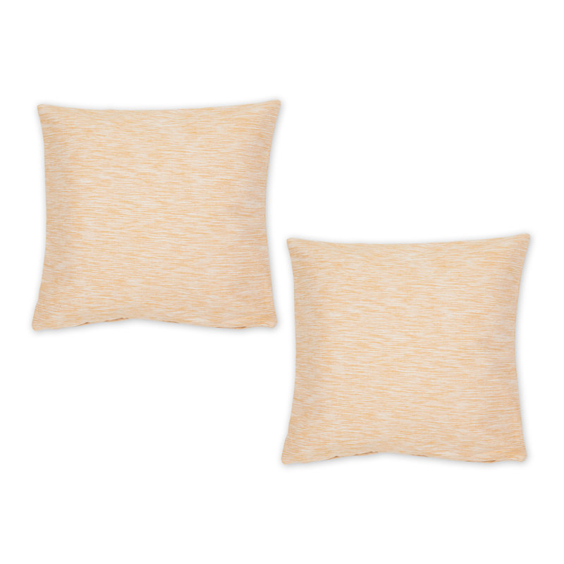 Housse de coussin en coton recyclé gris clair et blanc cassé 18x18 / 2, Miel doré / blanc cassé