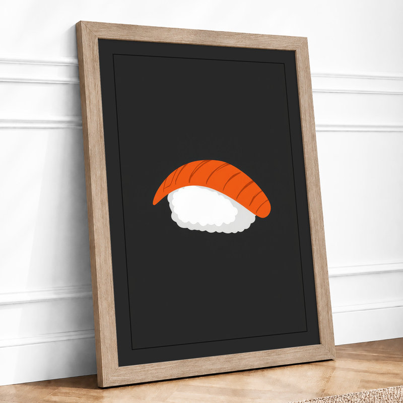 Nigiri Sushi Minimalist - Framed Print, A1 - 84.1 x 59.4 cm, Oak