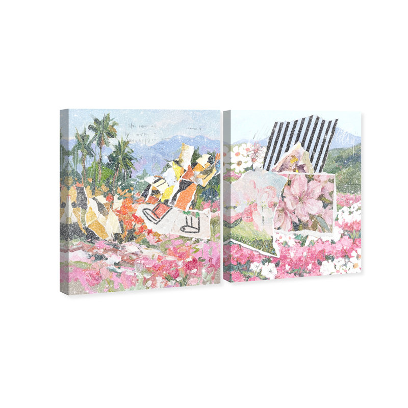 Tropic Bloom Set Landscape & Nature Canvas Print by Oliver Gal, Black Frame, 16 x 20, 36"H x 45"W, Gallery Wrapped