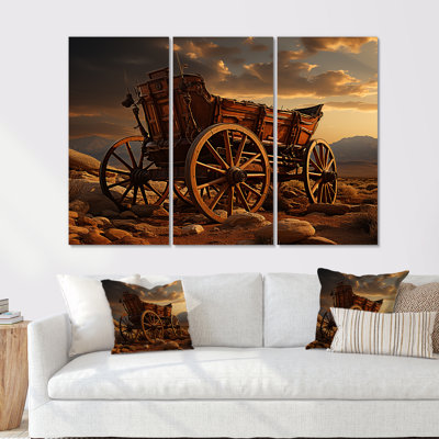 «Old American Cart In Texas Horizon II», ensemble d'art mural «Old American Cart»