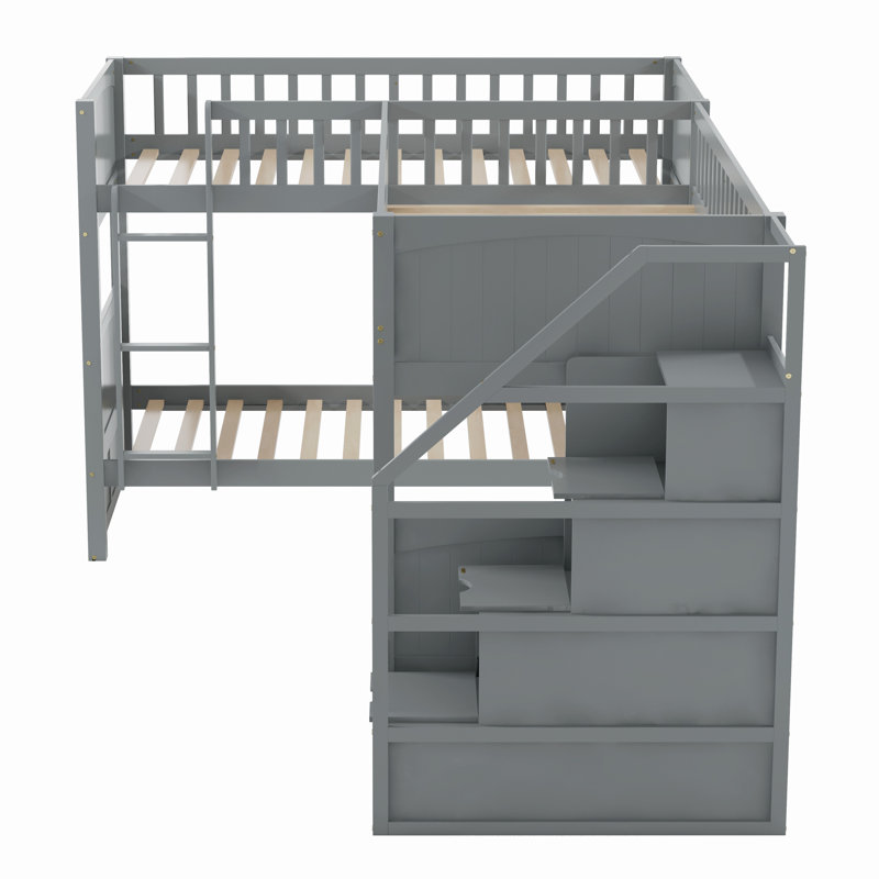 Lit superposé simple en bois Guglielma par Harriet Bee, gris