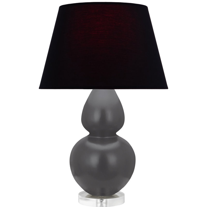 Lampe de table matte à double gourde, Gris, Noir / Rouge