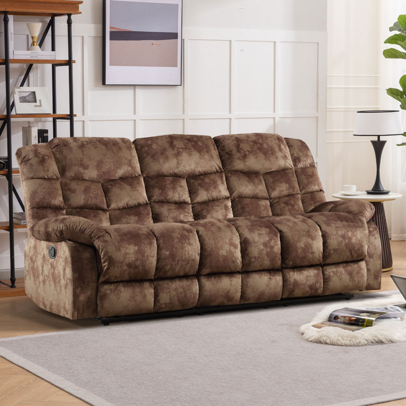Canapé inclinable manuel avec dossier large de 83,1 po de largeur Edilmar, Microfibre performance brun foncé