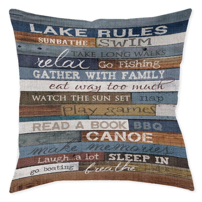 Coussin décoratif tissé pour l'intérieur Lake Rules