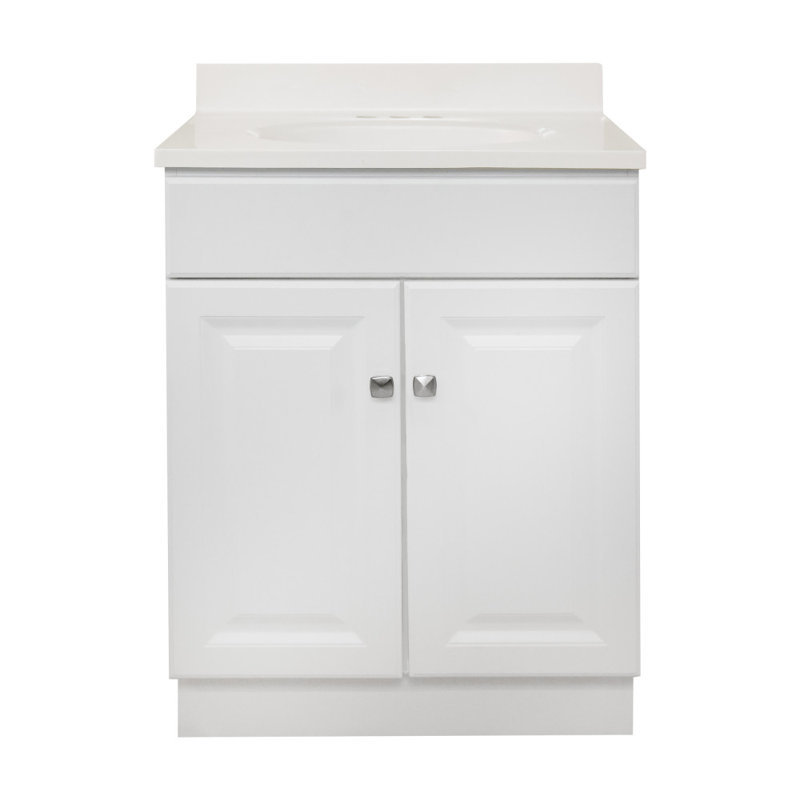 Wyndham 25 Inch Bathroom Vanity with Top, Ready to Assemble, White