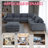 Corduroy L-Shaped Sectional Sofa Set With Ottoman For Living Room-1488916216