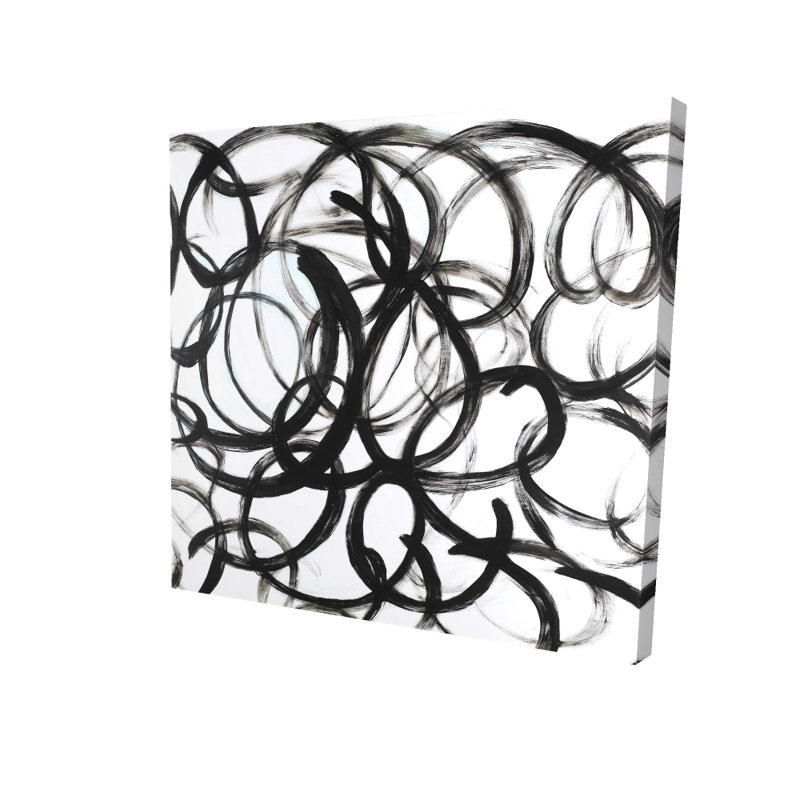 Abstract Curly Lines - Black Canvas Home Decor Pattern
