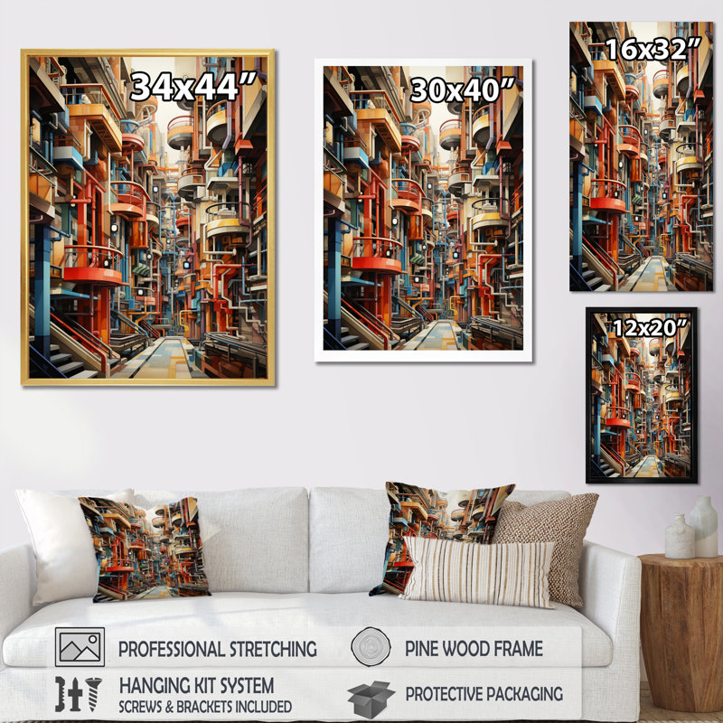 Constructivisme industriel, utopie imaginaire sur toile, H 40 po x l 30 po x P 1,5 po
