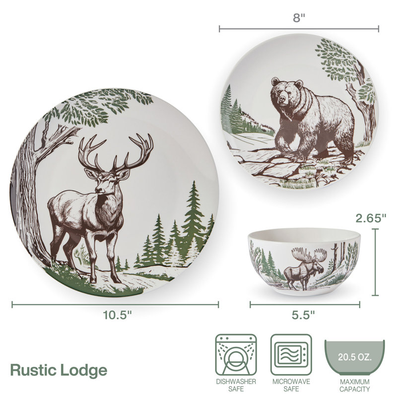 Pfaltzgraff Rustic Lodge 12-Piece Dinnerware Set, Service for 4